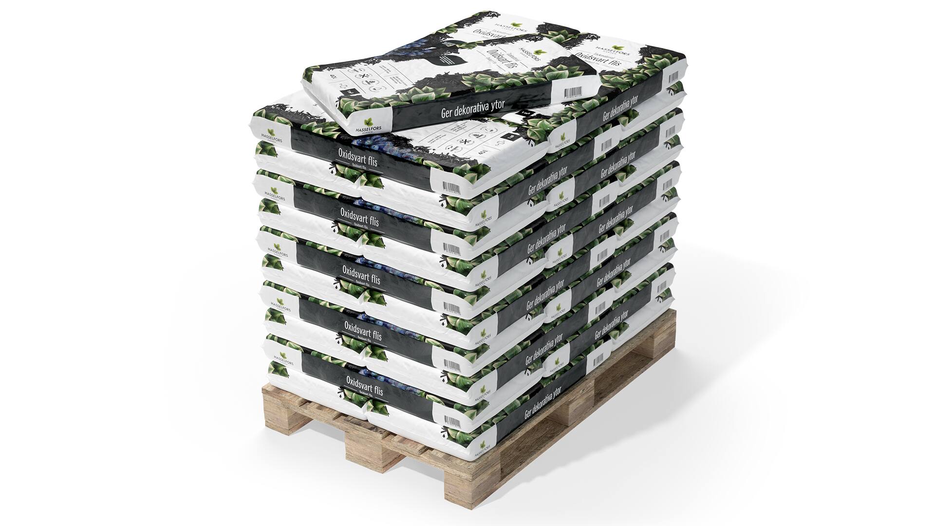 Hasselfors oxidsvart flis, 40 liter, 45 st, Helpall - Fraktfritt